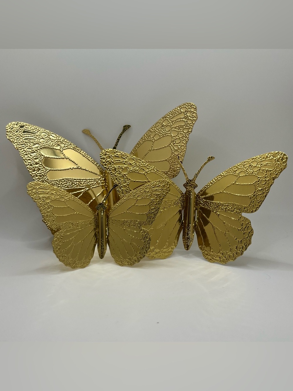 Vintage Home Interiors Gold Metal Set Of 3 Butterflies Wall Hangings Boho NIB